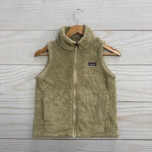 Patagonia Los Gatos Kids Girls Size Large 12 Sherpa Fleece Fuzzy Vest Tan